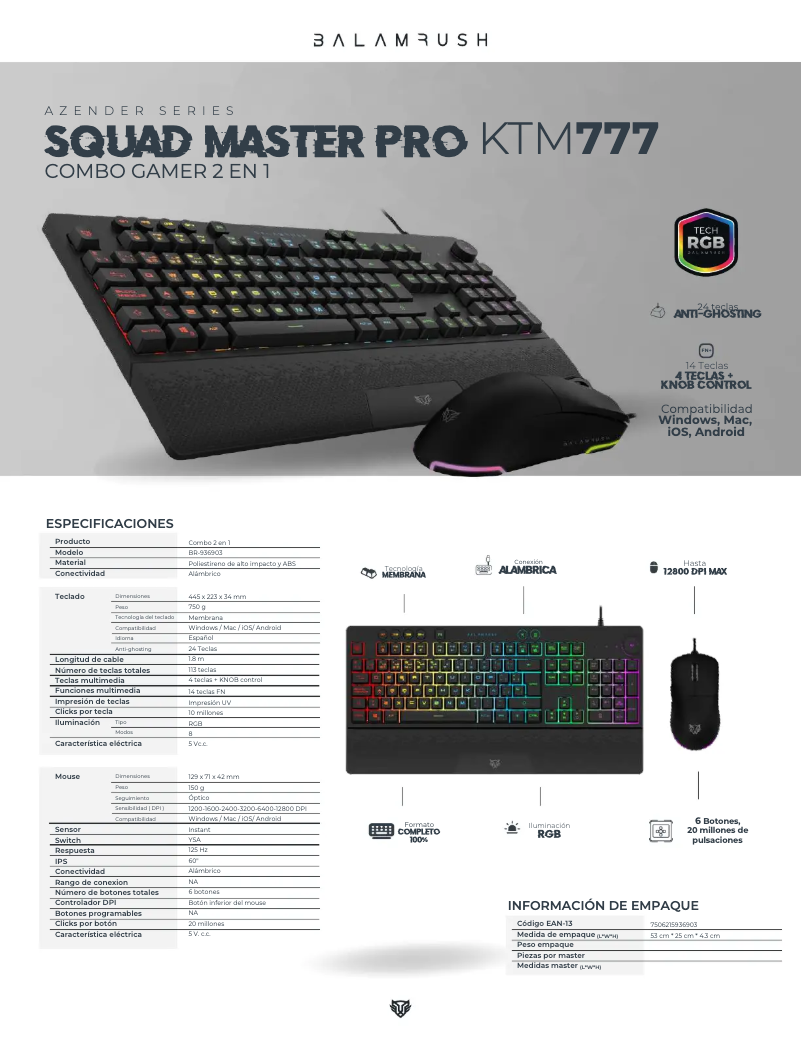 Imagen de la primera página del manual del dispositivo Squad Master Pro KTM777