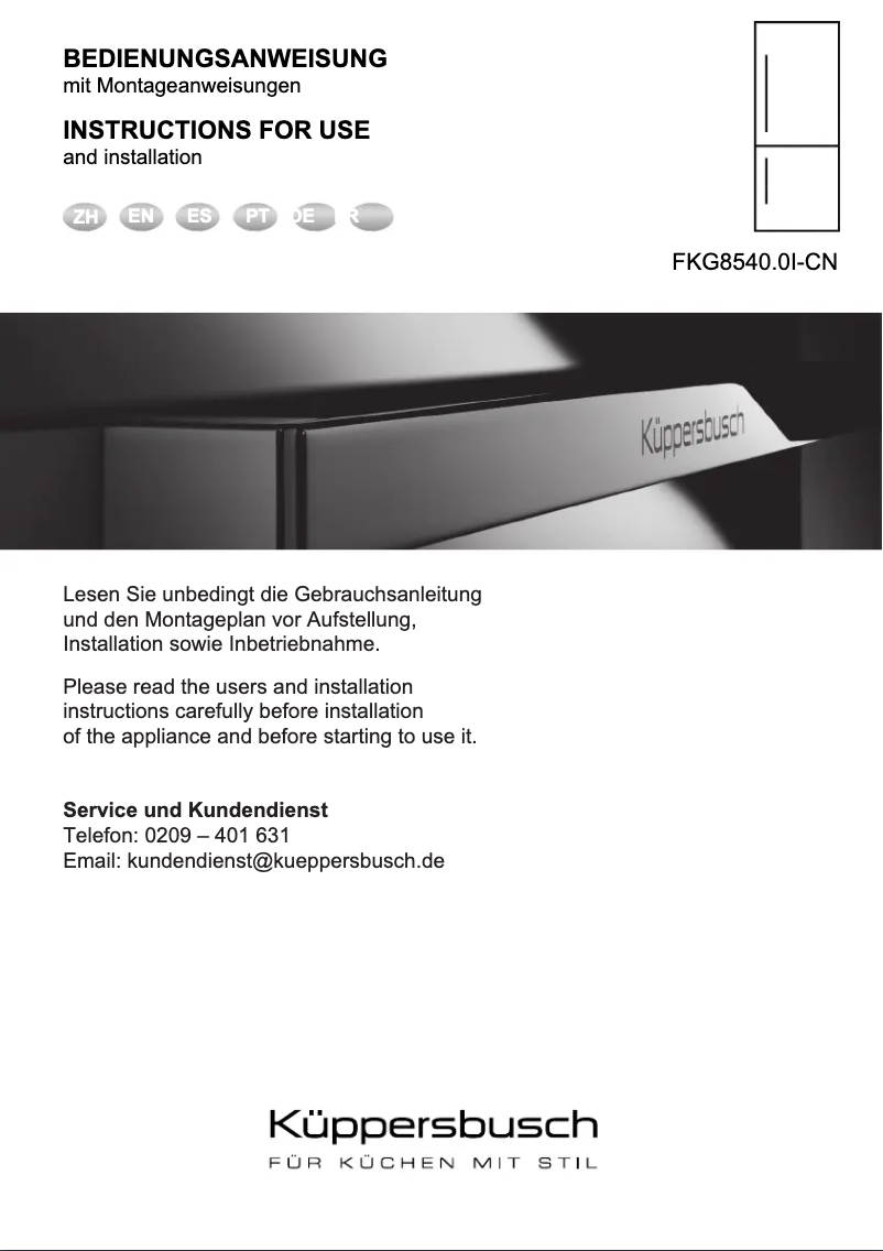 Imagen de la primera página del manual del dispositivo FKG8540.0i