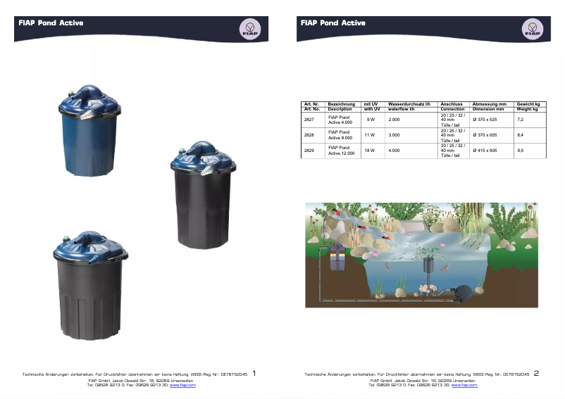 Página 1 del manual Manual de usuario Fiap Pond Active 4.000