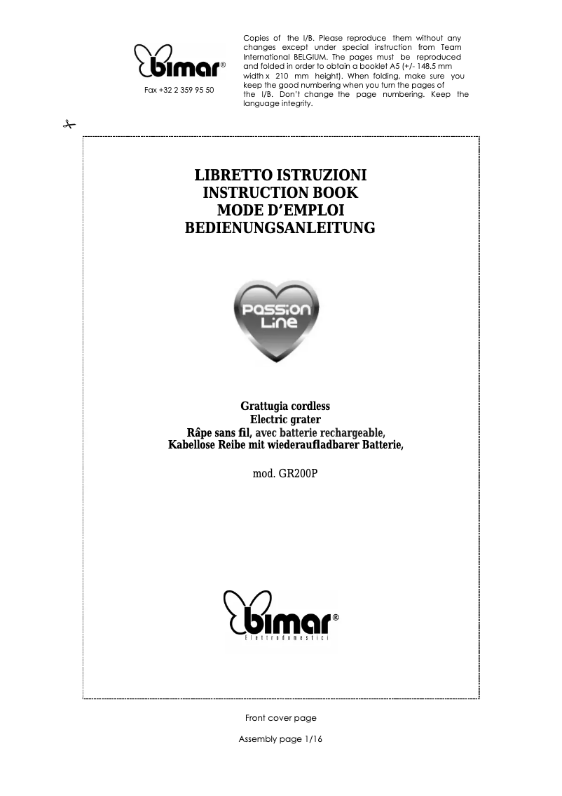 Imagen de la primera página del manual del dispositivo GR200P