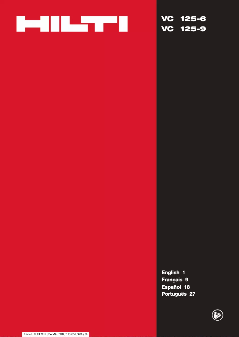 Página 1 del manual Manual de usuario Hilti VC 125-9