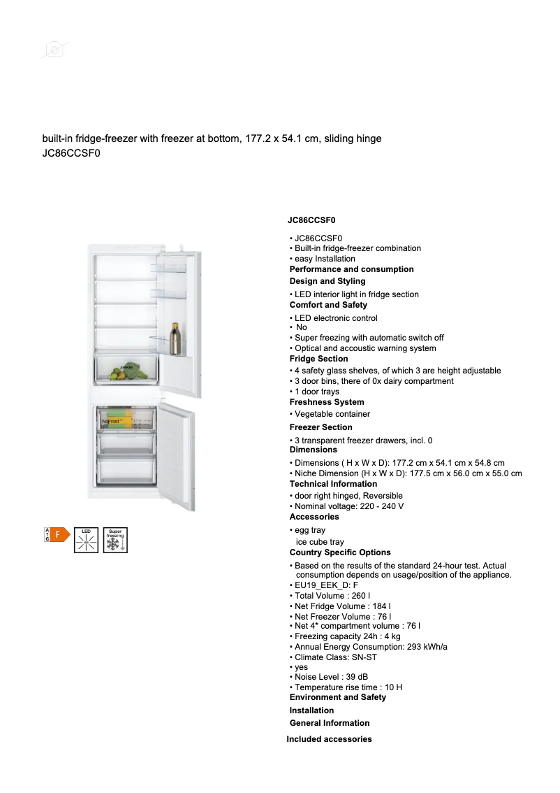 Página 1 del manual Ficha técnica Junker JC86CCSF0