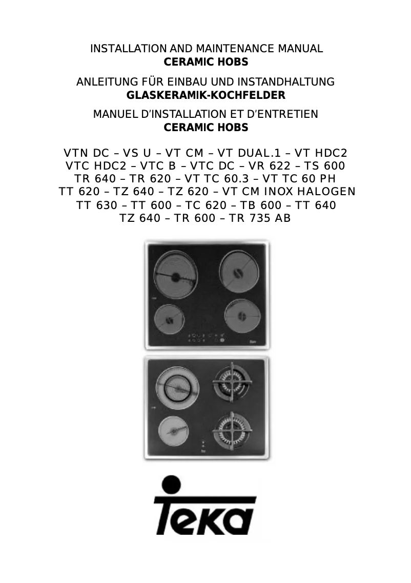 Página 1 del manual Manual de usuario Teka VTC B