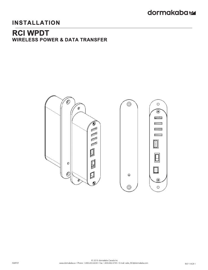 Imagen de la primera página del manual del dispositivo RCI WPDT