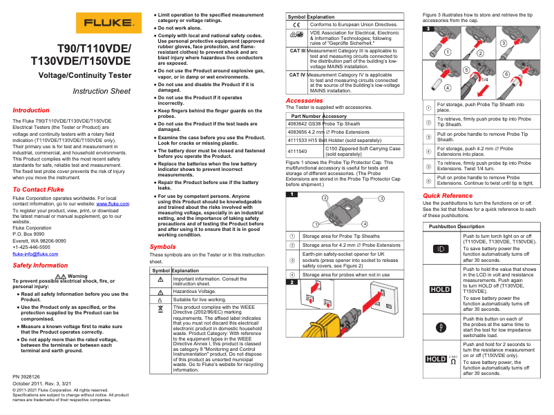 Imagen de la primera página del manual del dispositivo T150/VDE