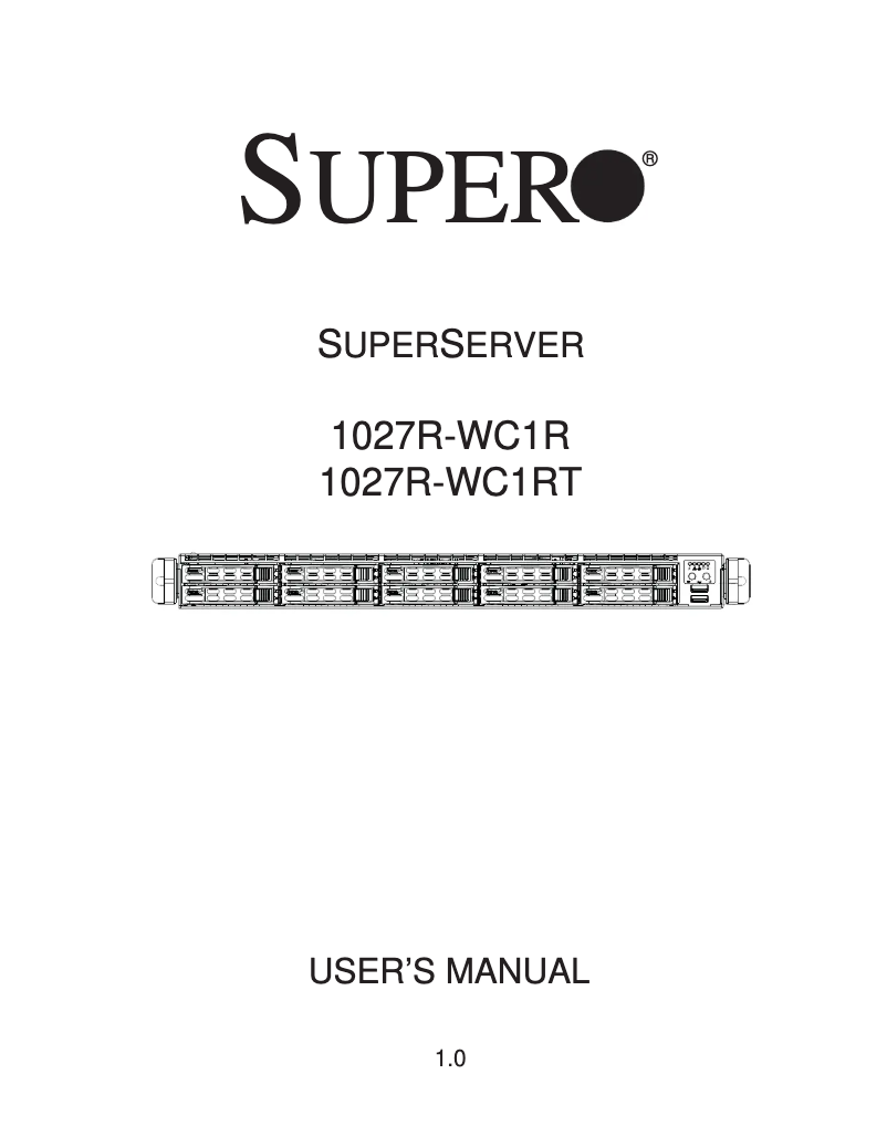 Página 1 del manual Manual de usuario Supermicro SuperServer 1027R-WC1R