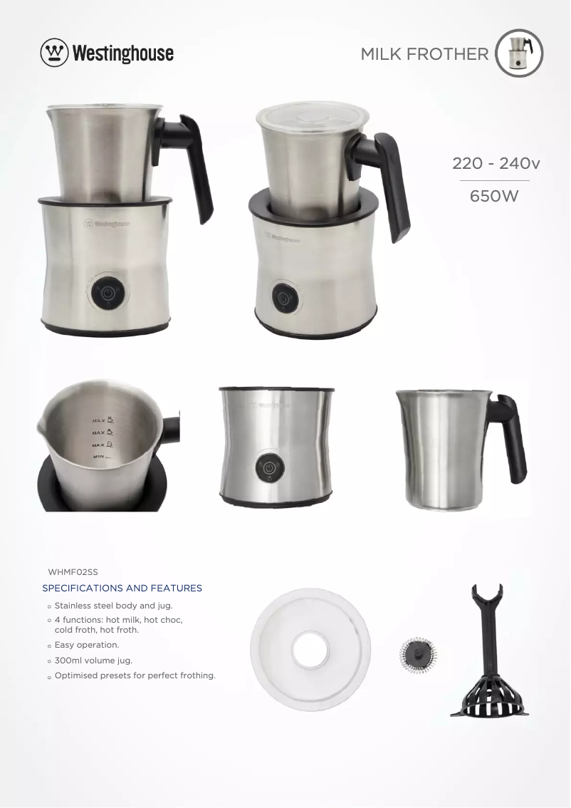 Imagen de la primera página del manual del dispositivo WHMF02SS