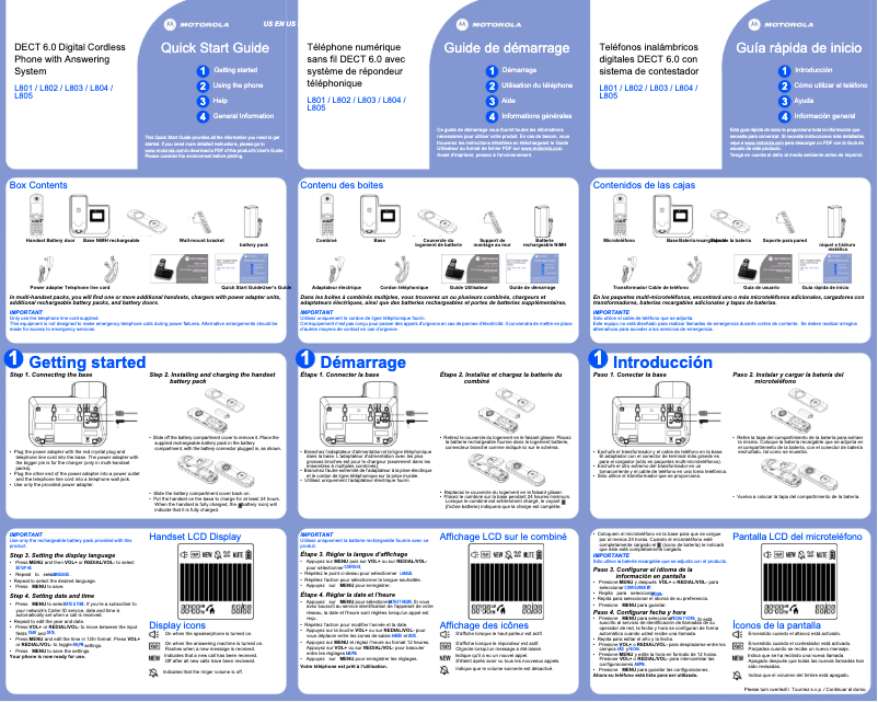 Imagen de la primera página del manual del dispositivo L803