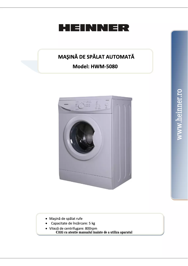 Página 1 del manual Manual de usuario Heinner HWM-5080