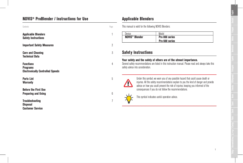 Imagen de la primera página del manual del dispositivo ProBlender 650L
