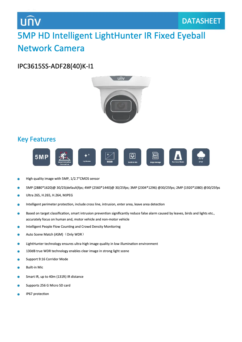 Página 1 del manual Ficha técnica UniView IPC3615SS-ADF28(40)K-I1