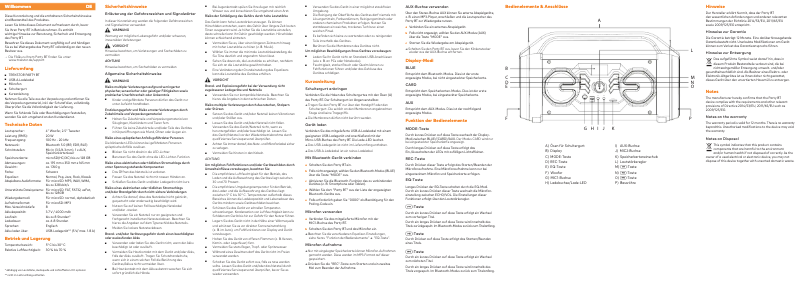 Imagen de la primera página del manual del dispositivo Party BT