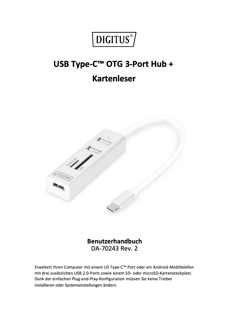 Imagen de la primera página del manual del dispositivo DA-70243