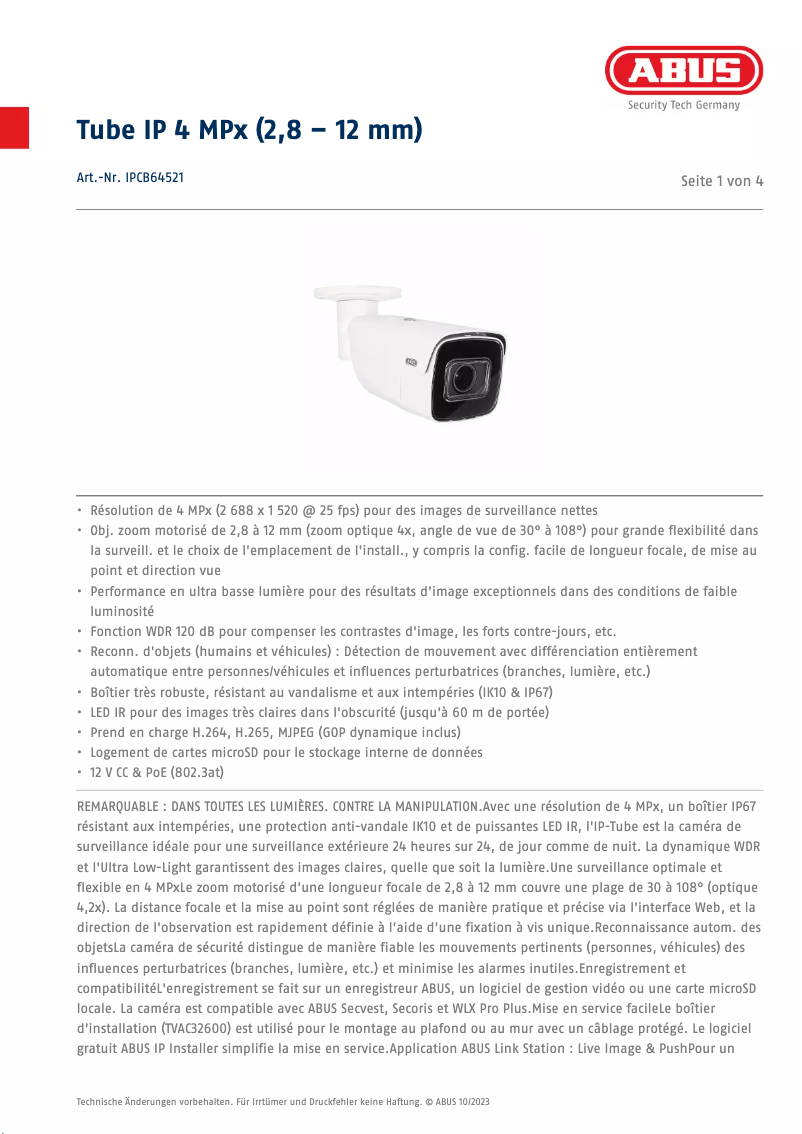 Imagen de la primera página del manual del dispositivo IPCB64521