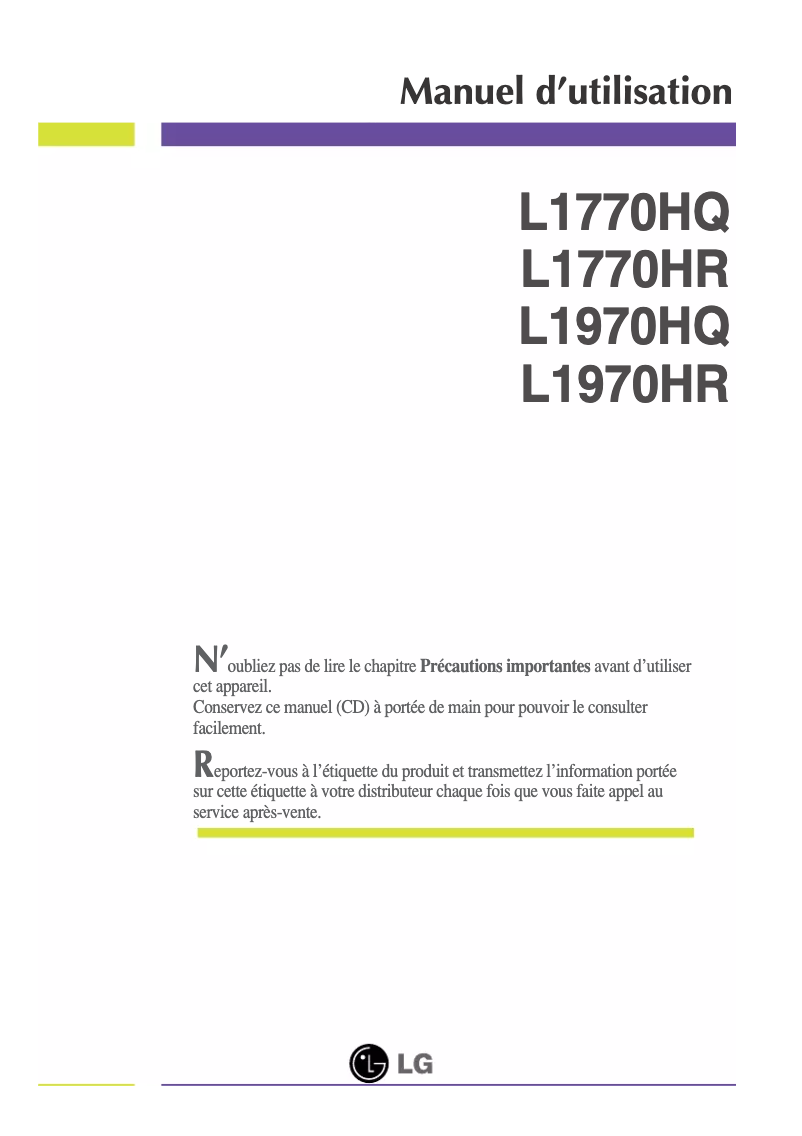 Página nº 1 - Manual de usuario LG L1970HR-BF
