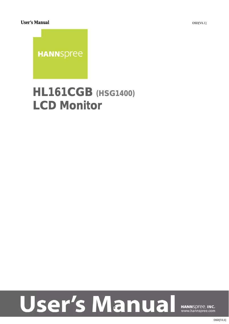 Página 1 del manual Manual de instrucciones Hannspree HL161CGB