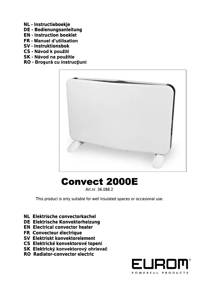 Imagen de la primera página del manual del dispositivo Convect 2000E
