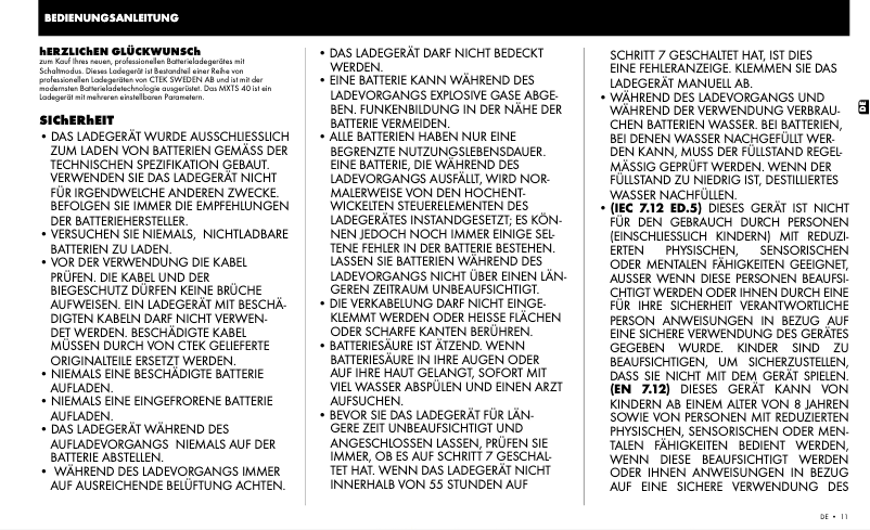 Imagen de la primera página del manual del dispositivo MXTS 40