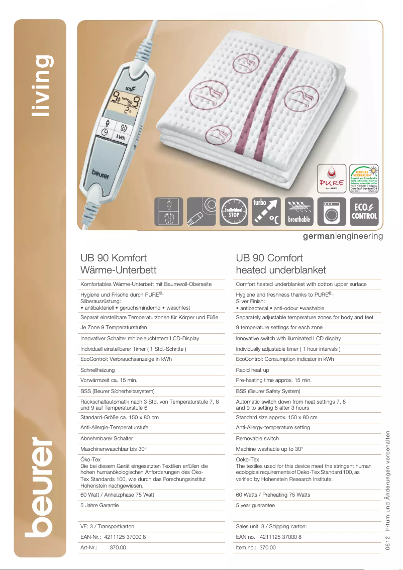 Imagen de la primera página del manual del dispositivo UB 90
