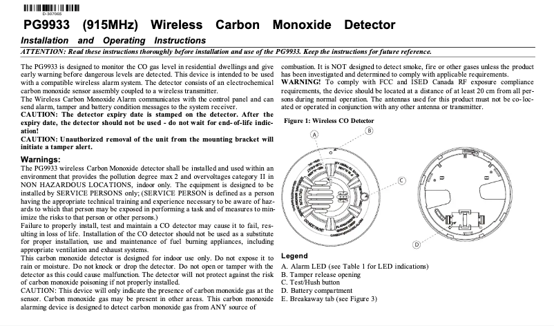 Página 1 del manual Guía de instalación DSC PG9933