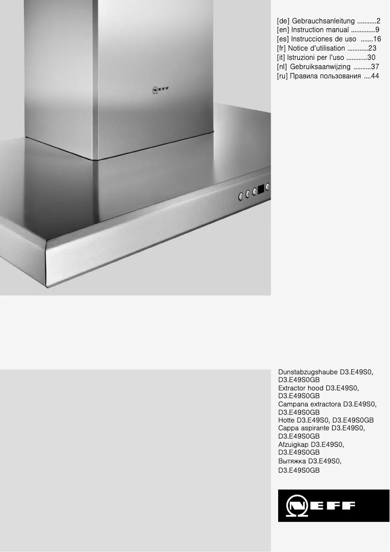 Página 1 del manual Manual de usuario Neff DSE 3949 S