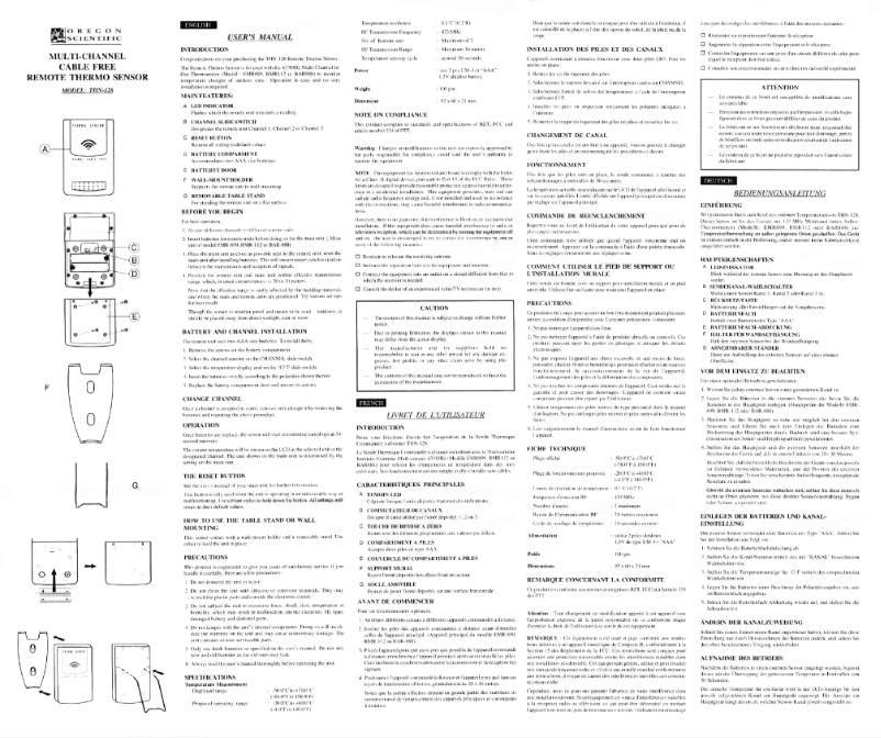Página 1 del manual Manual de usuario Oregon Scientific THN128