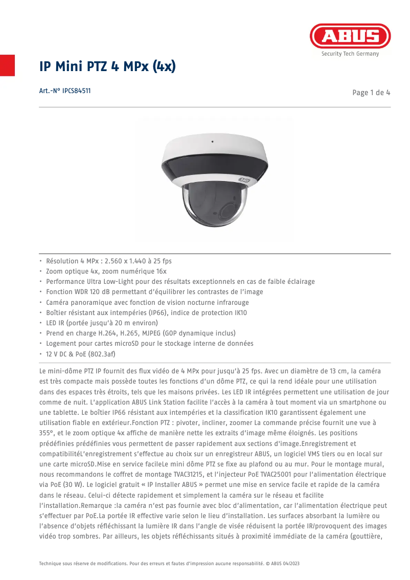Imagen de la primera página del manual del dispositivo IPCS84511