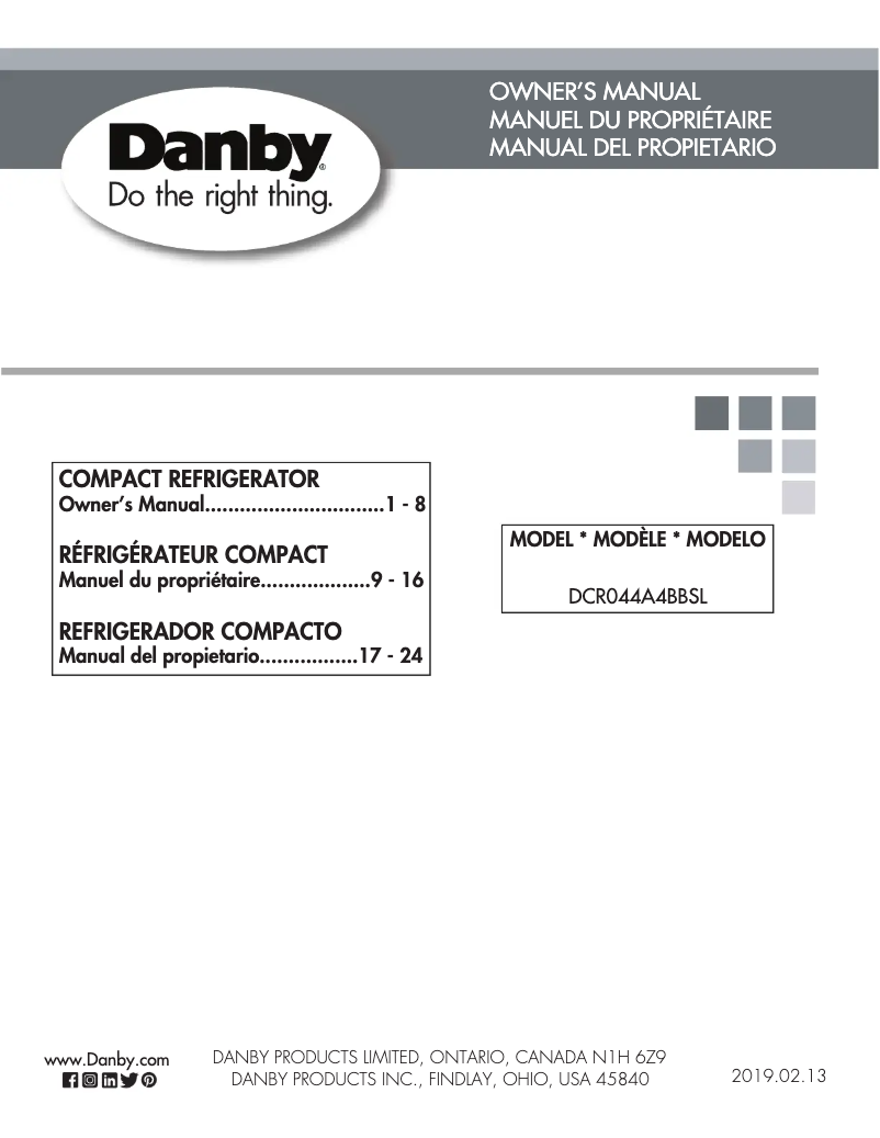 Página 1 del manual Manual de usuario Danby DCR044A4BBSL