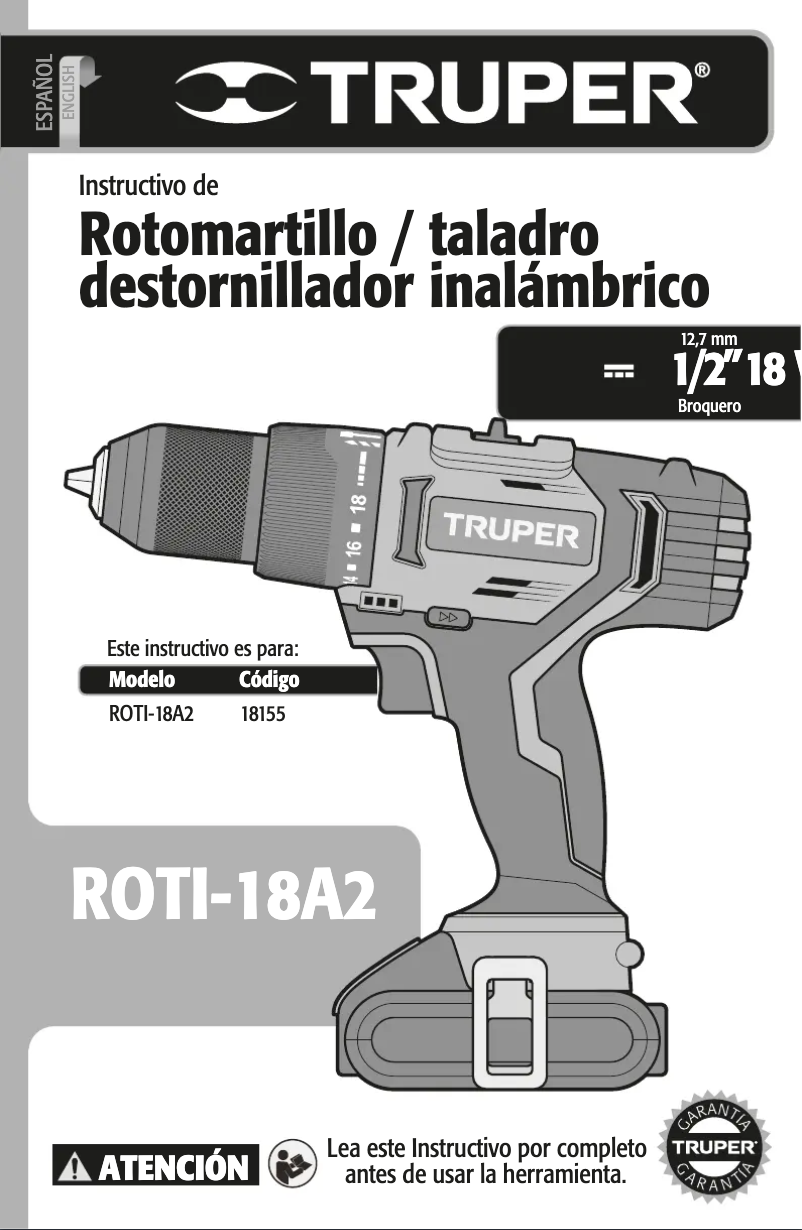 Imagen de la primera página del manual del dispositivo ROTI-18A2