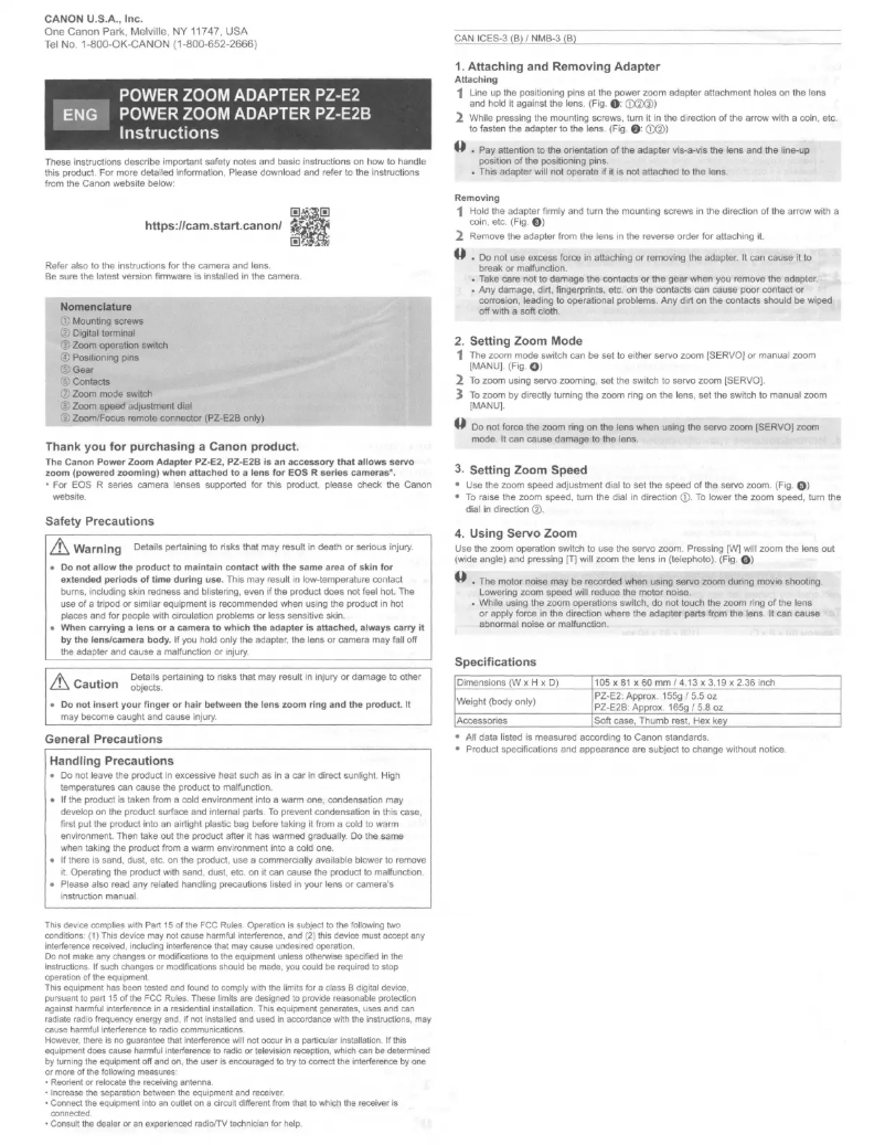 Imagen de la primera página del manual del dispositivo PZ-E2