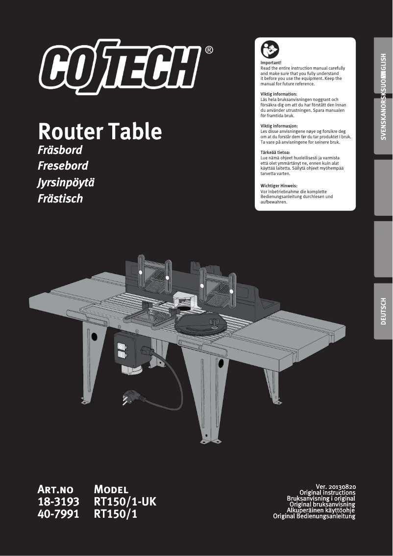 Imagen de la primera página del manual del dispositivo RT150/1