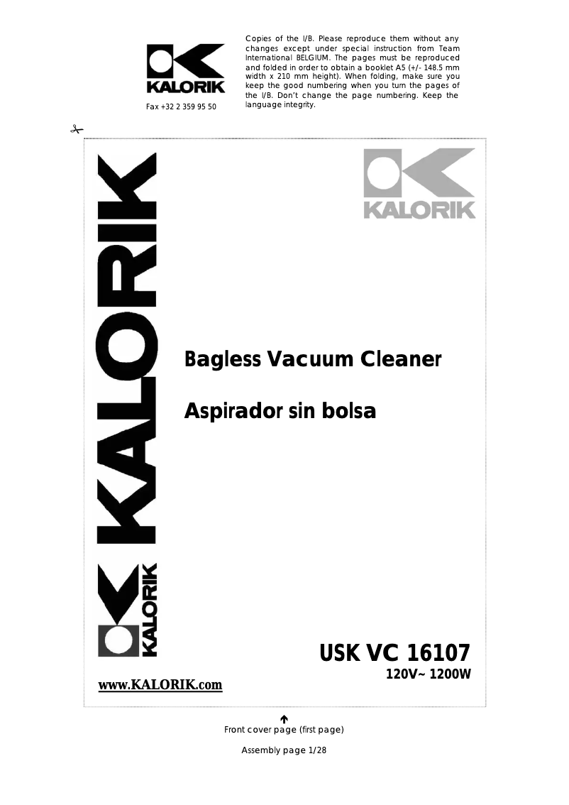 Imagen de la primera página del manual del dispositivo VC 16107