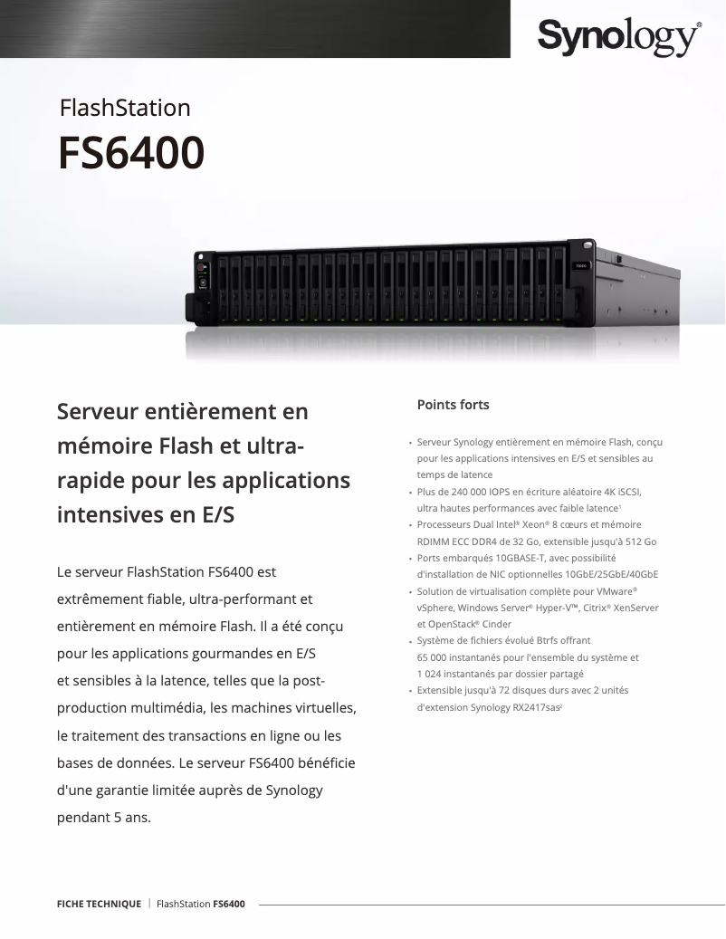 Página 1 del manual Ficha técnica Synology FS6400