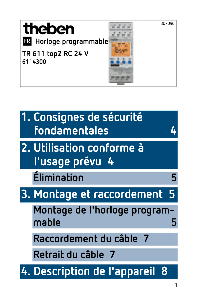 Imagen de la primera página del manual del dispositivo TR 611 top2 RC 24V