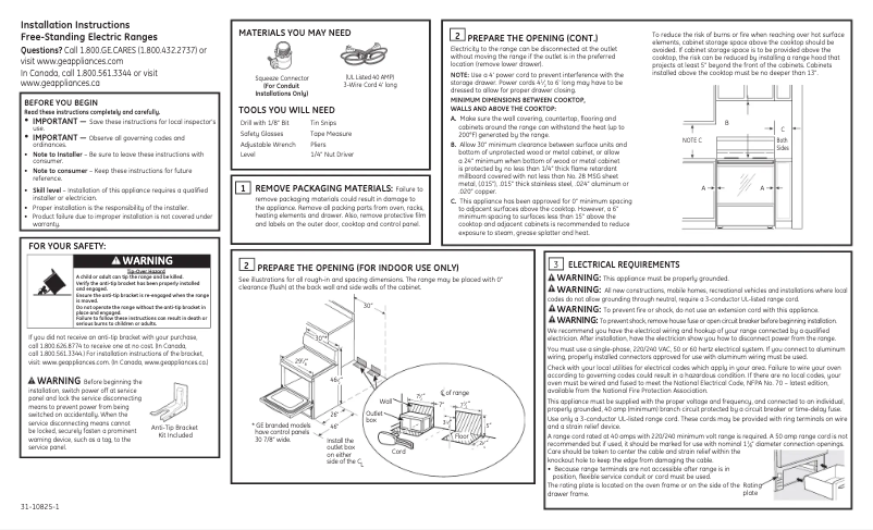 Página 1 del manual Guía de instalación GE JBS27SMSS