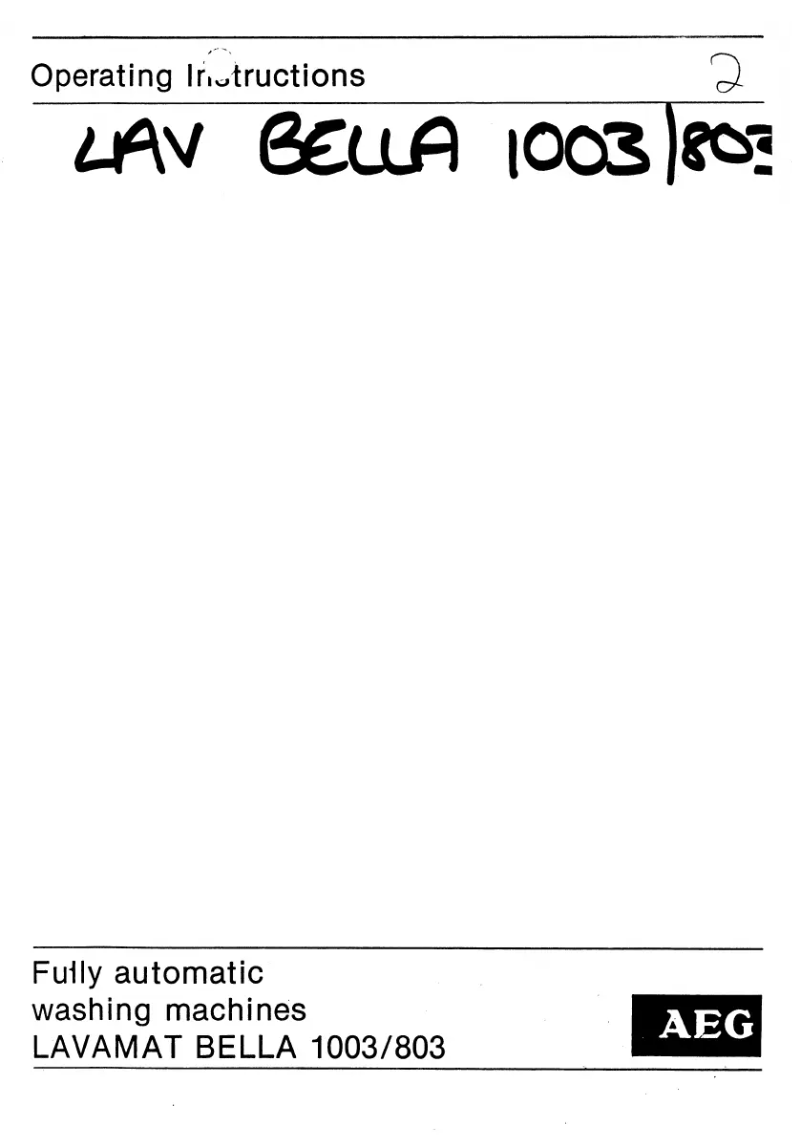 Página 1 del manual Manual de usuario AEG Lavamat Bella 1003