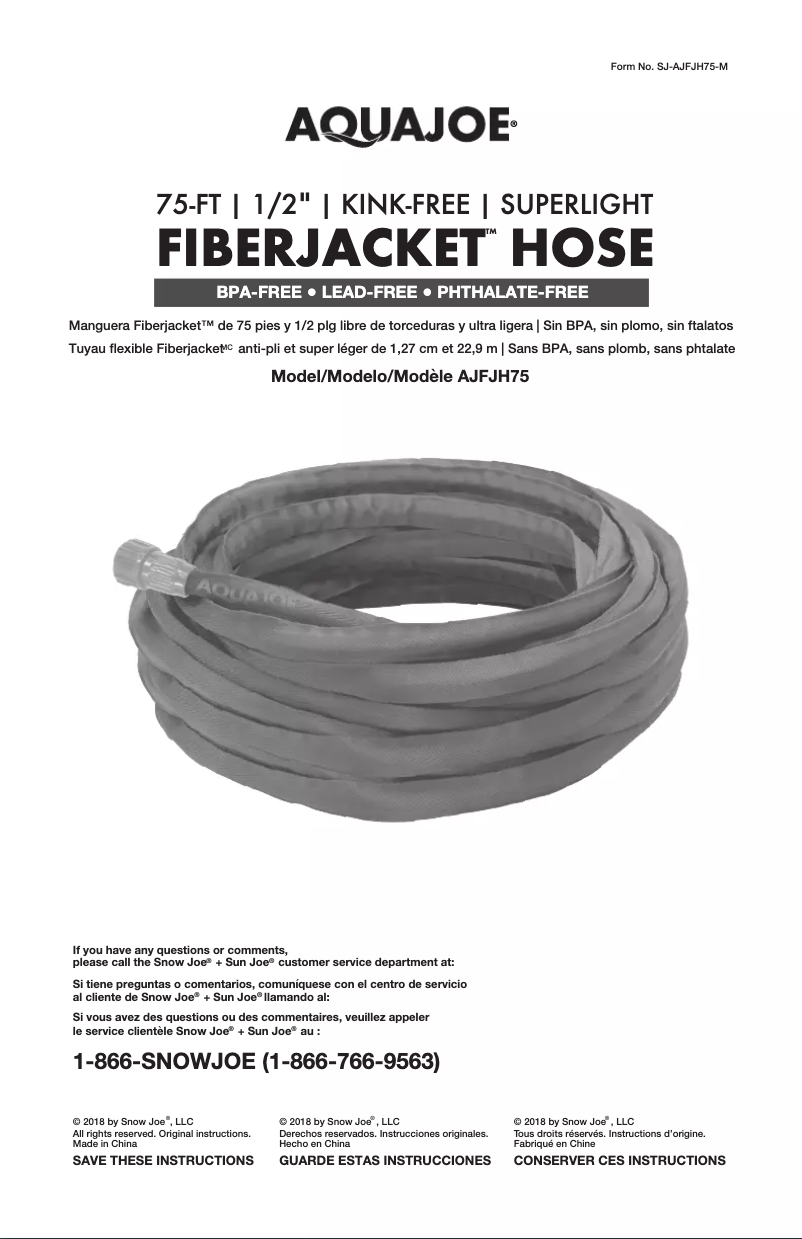 Página nº 1 - Manual de usuario Aqua Joe AJFJH75-RM