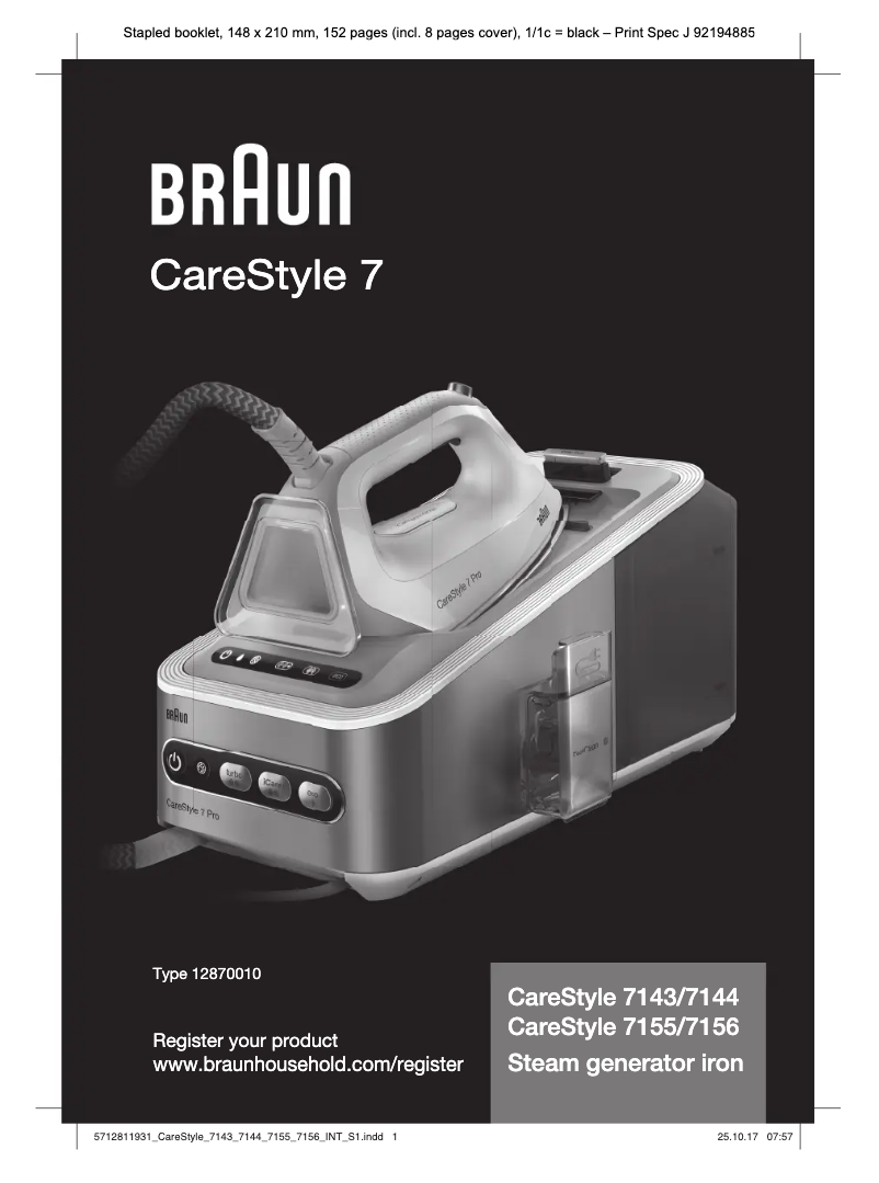 Página 1 del manual Manual de usuario Braun CareStyle 7 Pro IS 7156 BK