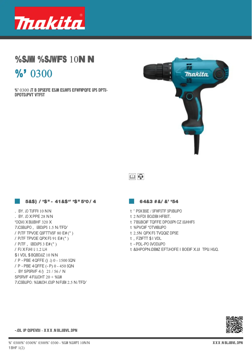 Página 1 del manual Ficha técnica Makita DF0300