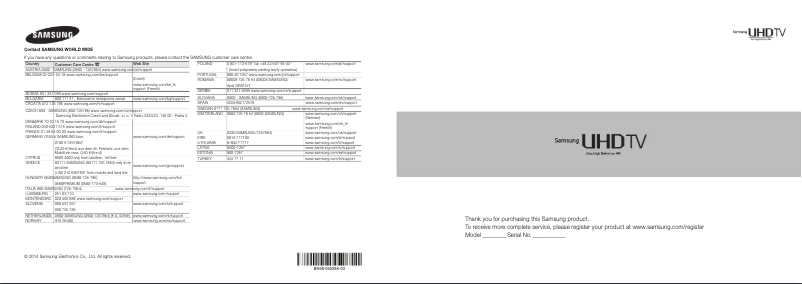 Imagen de la primera página del manual del dispositivo UE105S9WAL