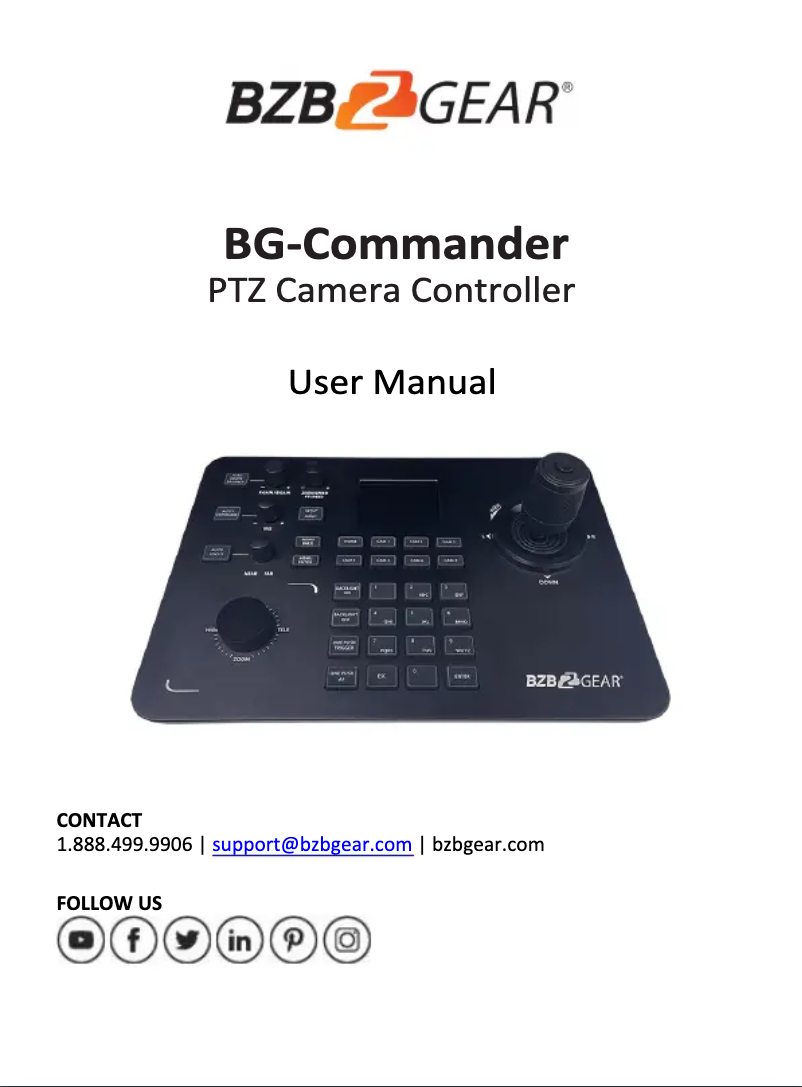 Imagen de la primera página del manual del dispositivo BG-Commander