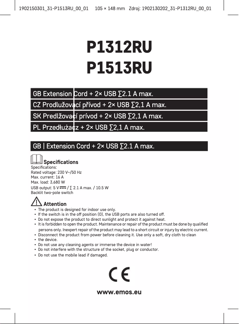 Página 1 del manual Manual de usuario Emos P1513RU