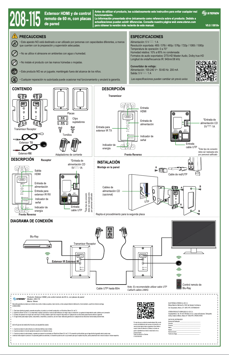 Página 1 del manual Manual de usuario Steren 208-115