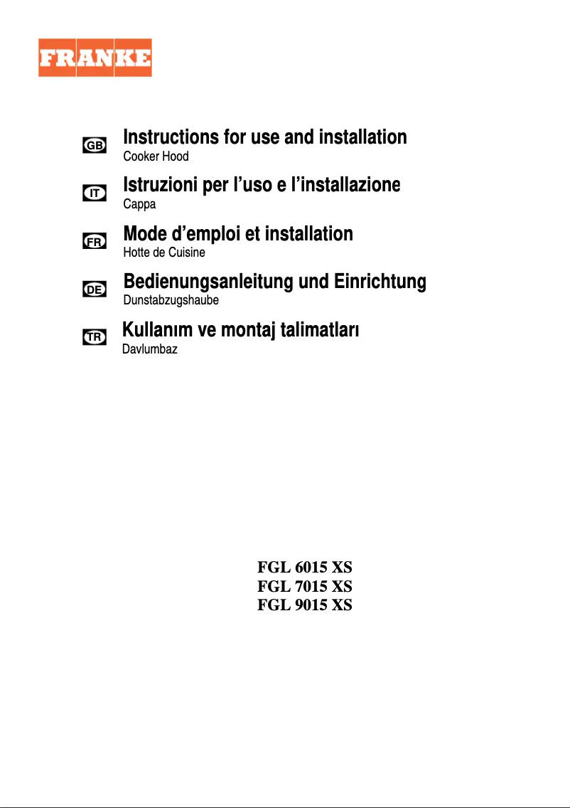 Imagen de la primera página del manual del dispositivo FGL 6015 XS