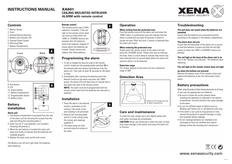 Imagen de la primera página del manual del dispositivo XA601