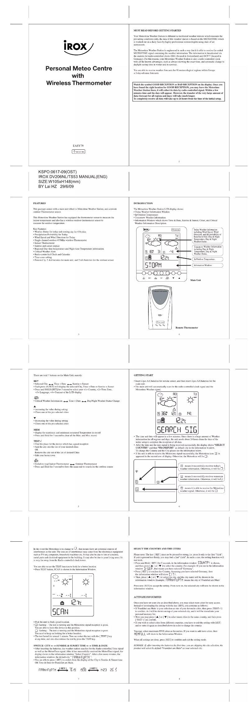 Página 1 del manual Manual de usuario Irox Easy 79