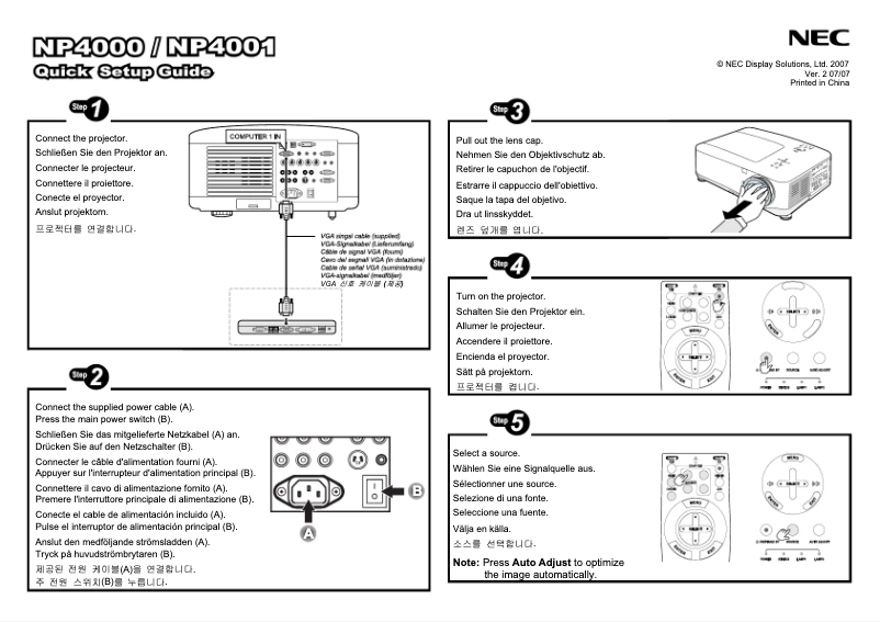 Página 1 del manual Manual de usuario NEC NP4001