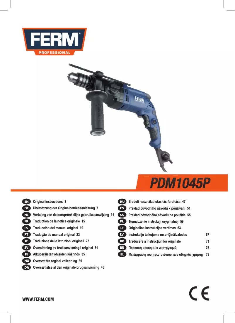 Página 1 del manual Manual de usuario Ferm PDM1045P