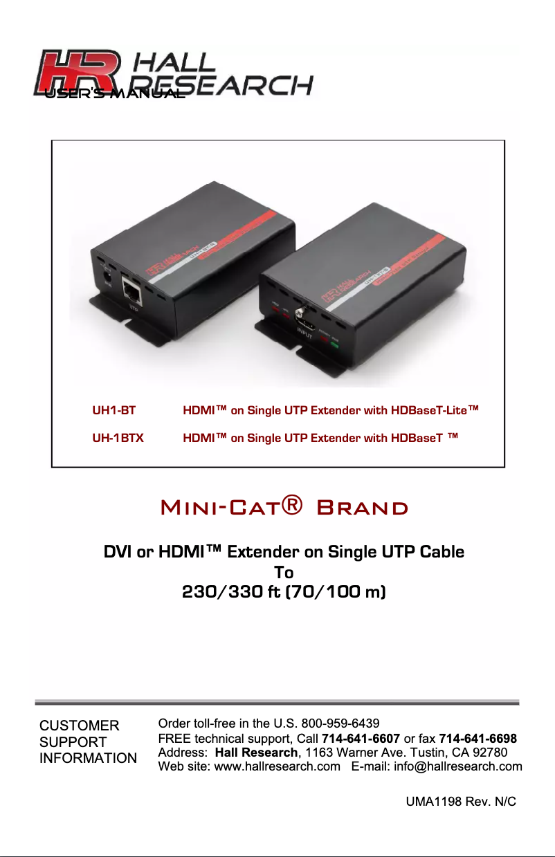 Página nº 1 - Manual de usuario Hall Research UH-1BT-R