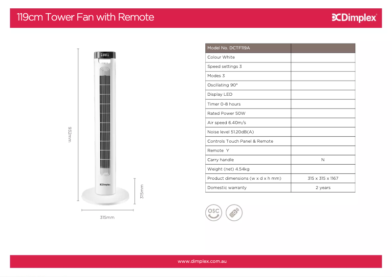Imagen de la primera página del manual del dispositivo DCTF119A